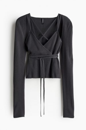 2-teiliges Set aus Bolero und Top in Rippstrick