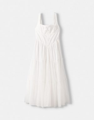 Weitschwingendes Maxikleid mit Knöpfen