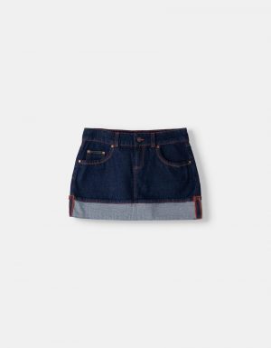 Mini-Rock aus Denim mit umgeschlagenem Saum